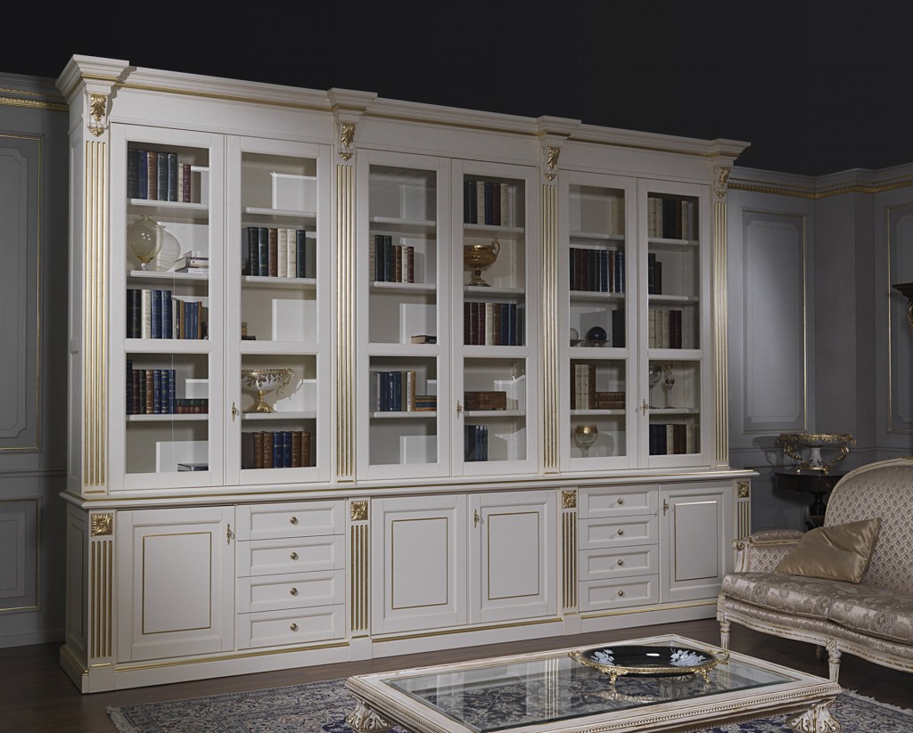 Library classic style lacquered white