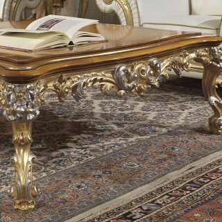 Classic living room Imperial with carved table, gold and silver leaf finish