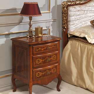 Walnut night table, antique finish, Louvre classic bedroom collection