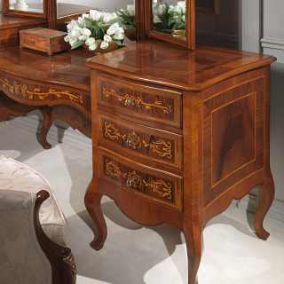 Classic bedroom collection Louvre: walnut antique finish dressing table with mirror
