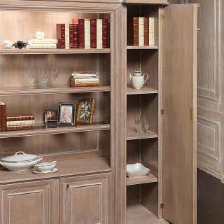 Classic bookcase unit for modular wall, columns with shelves