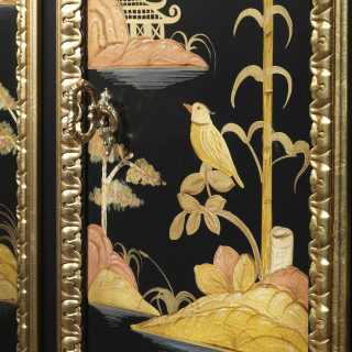 Lacquered luxury small cabinet with oriental decorations made by hand, of the collection Chinoiserie Luigi XV