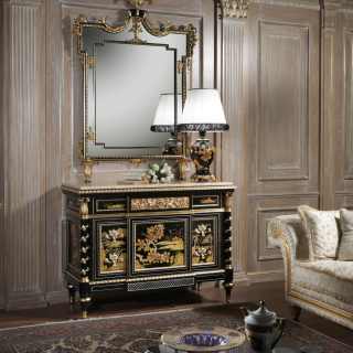 Luxury classic chest of drawers with mirror of the Chinoiserie collection