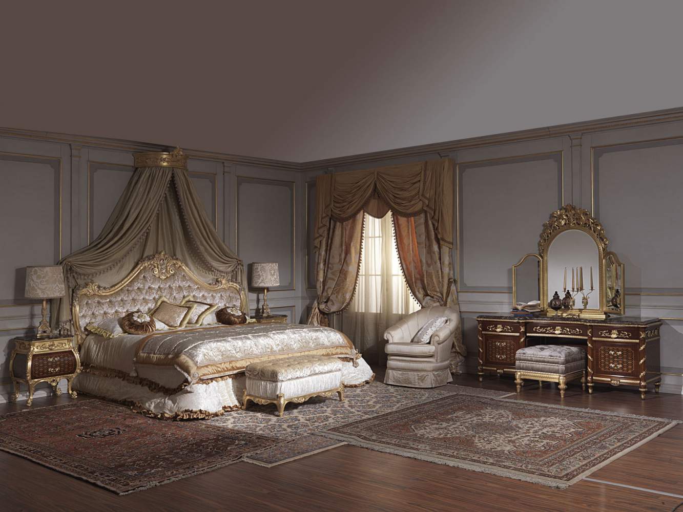 Chambre à coucher classique XVIIIe siècle italien et Louis XV