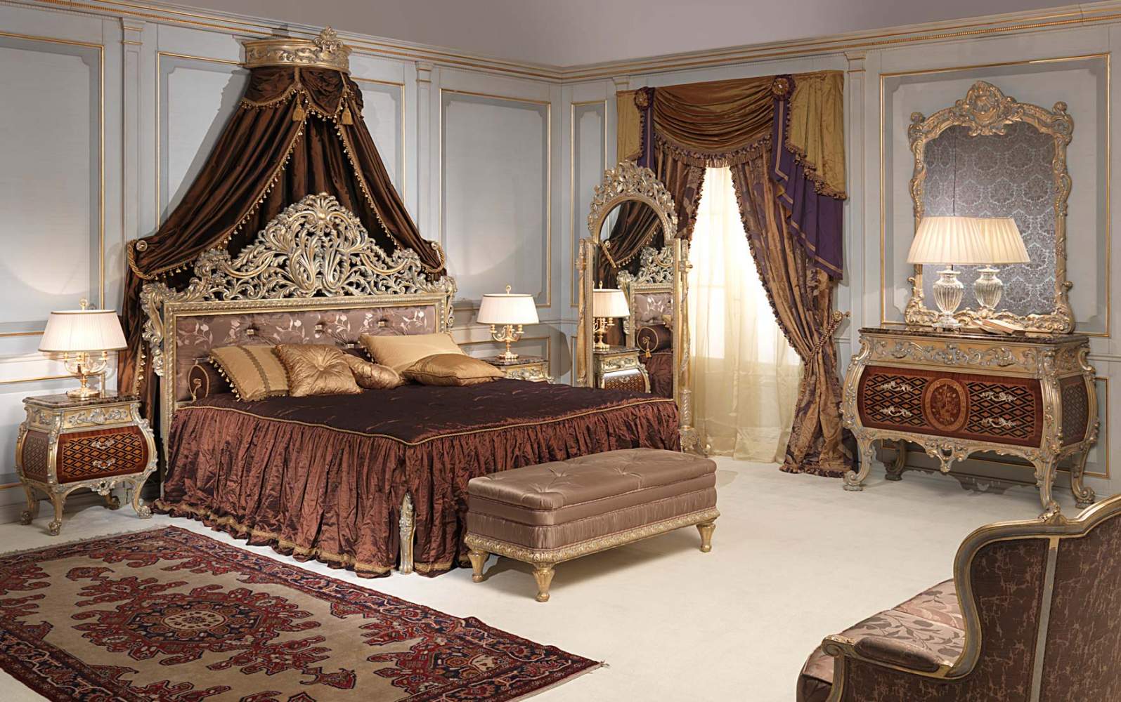 Classic Emperador Gold bedroom in Louis XV style