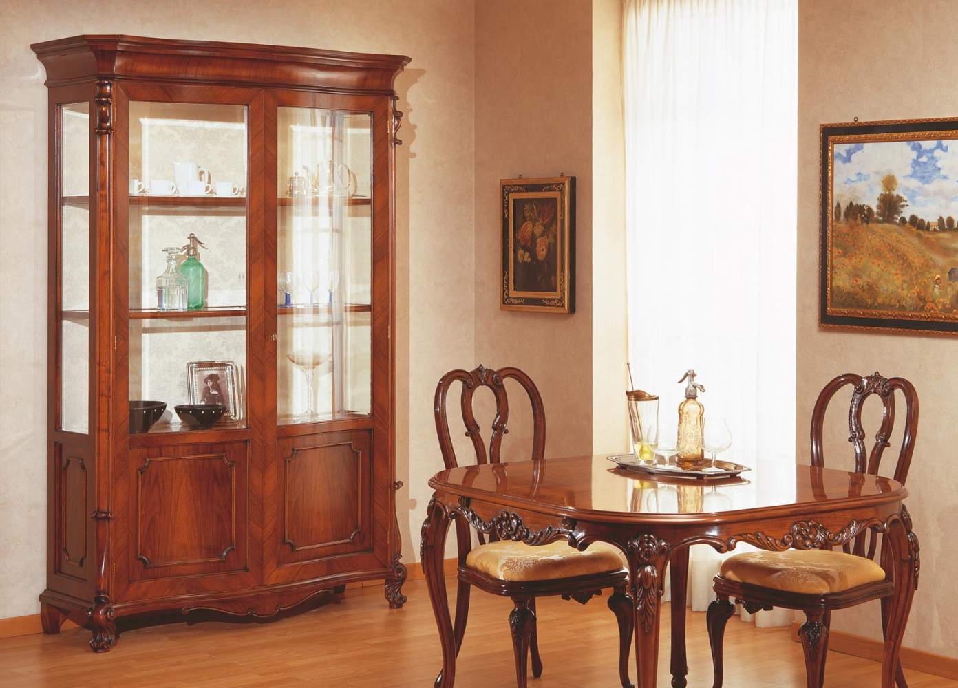 18th century Siciliano table and glass showcase