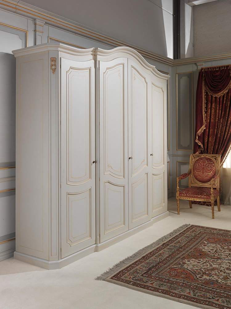 Classic four doors ivory wardrobe of the 18th century