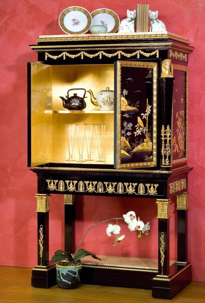 China cabinet Louis XV with golden interior