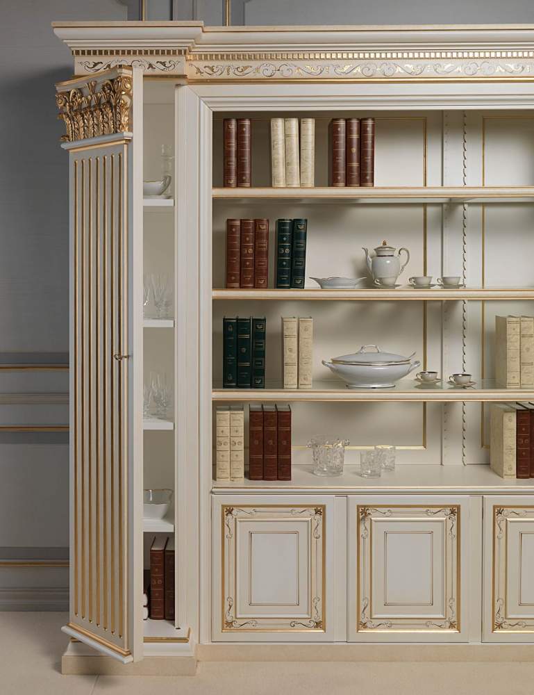 Classic bookcase with pilaster with compartments
