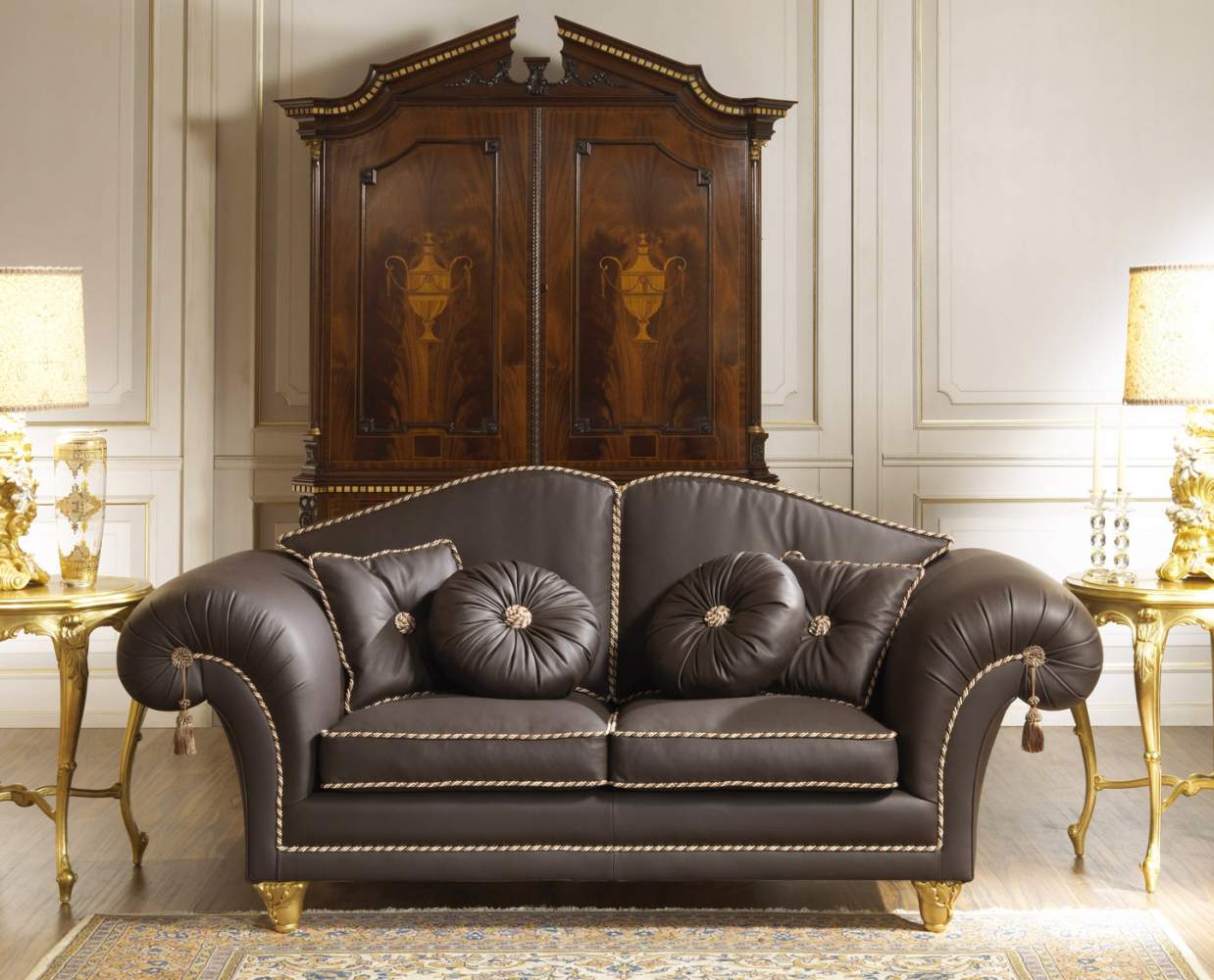 Sofa in leather for a luxury living room