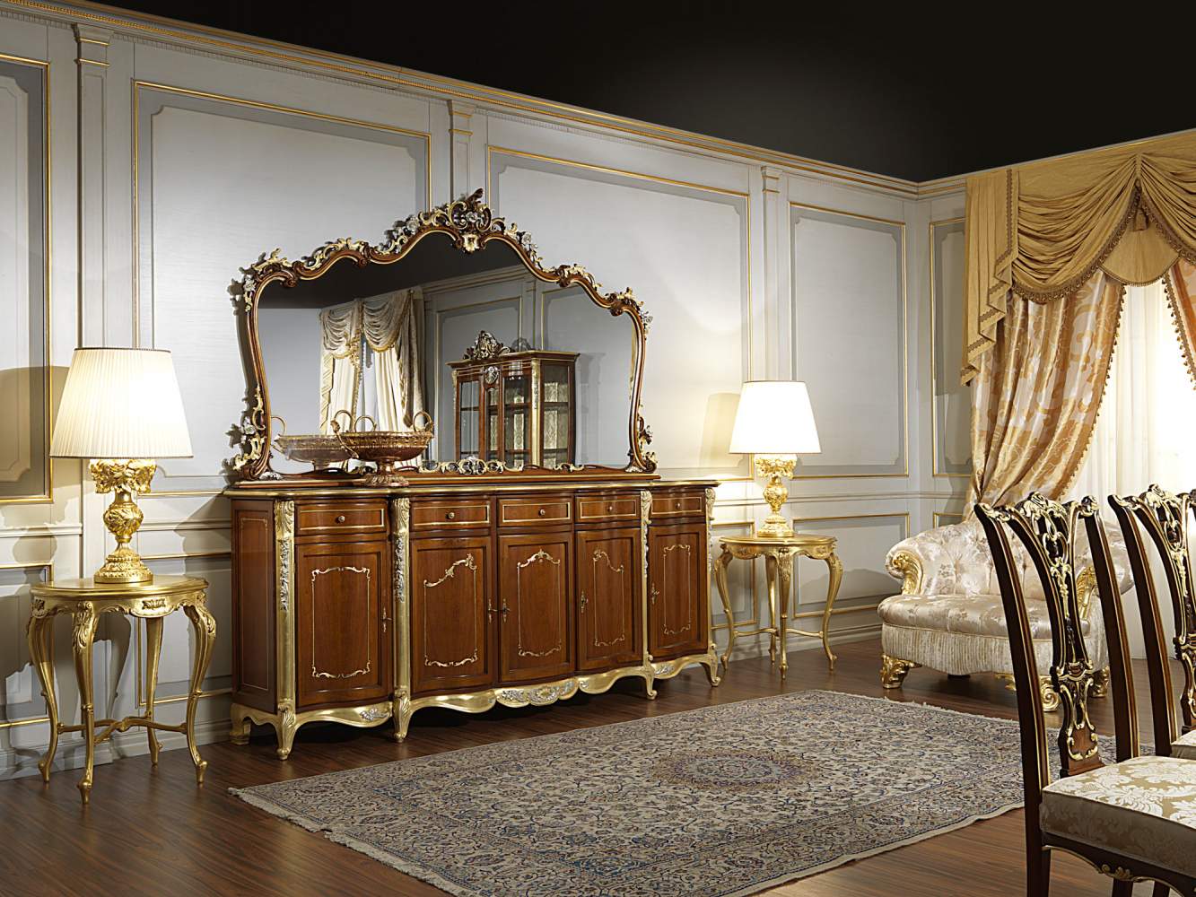 The classic cupboard dining room in Louis XV style