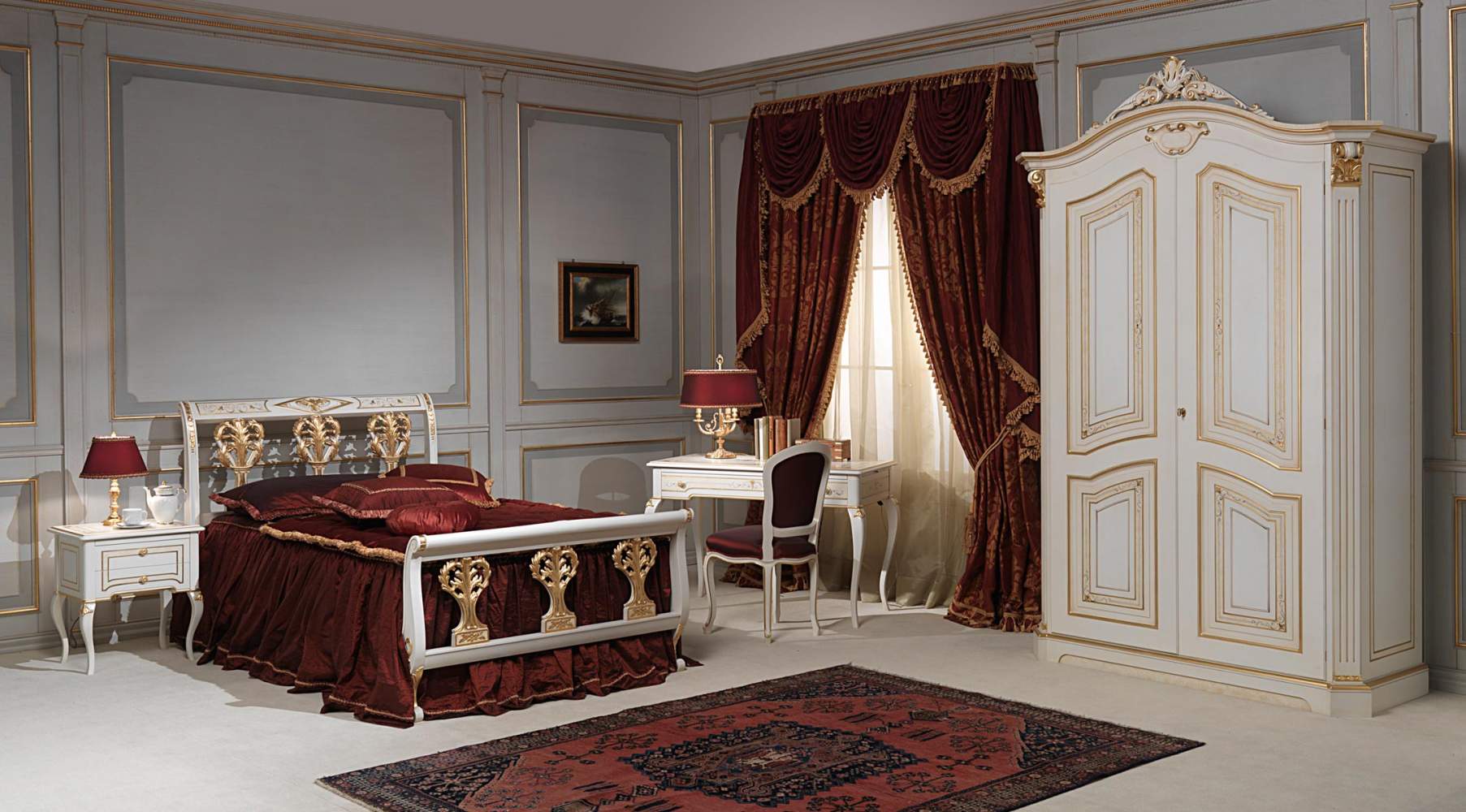 Camera da letto classica Rubens in stile 700 francese