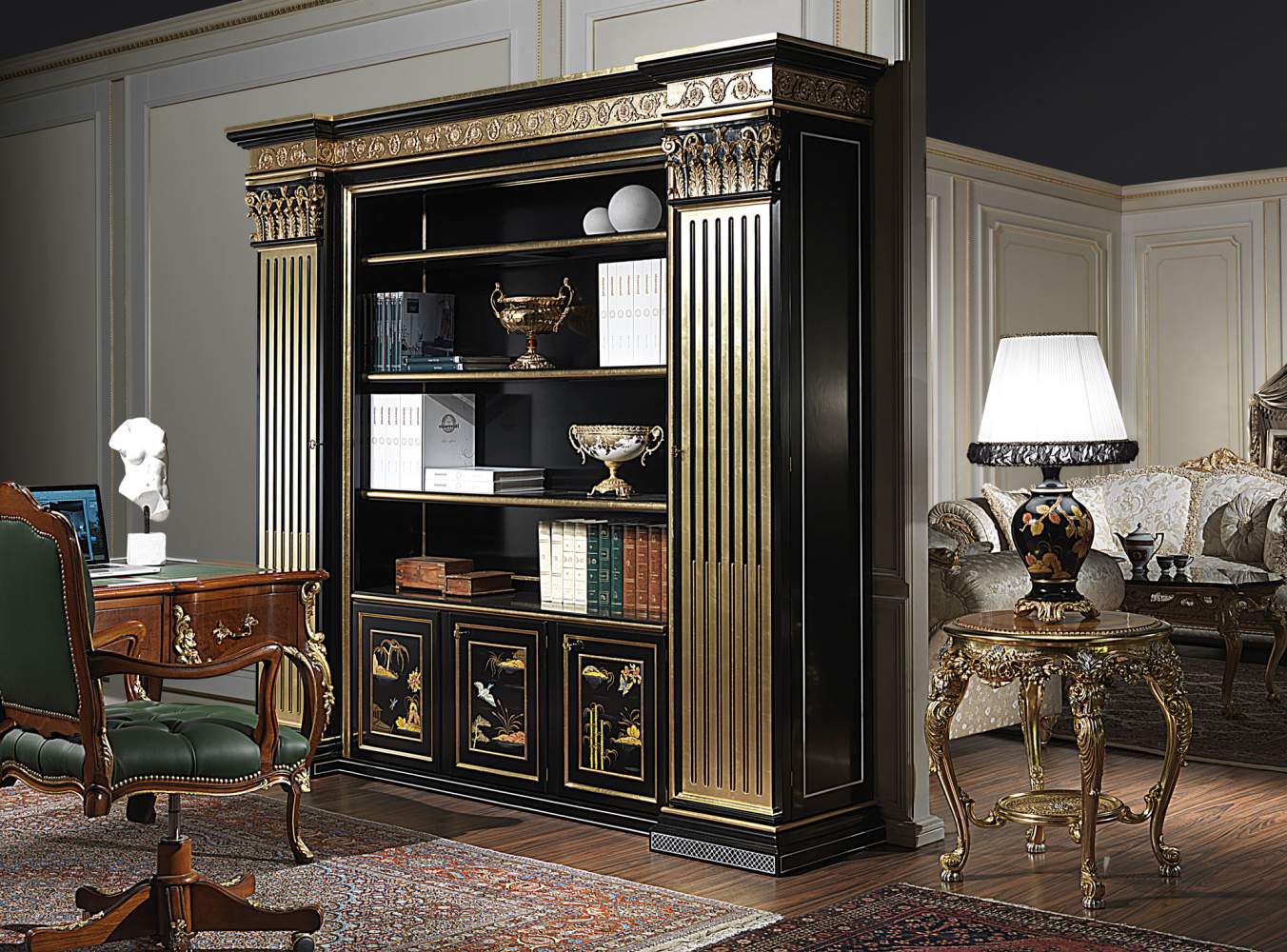 Lacquered classic library decorated chinese style