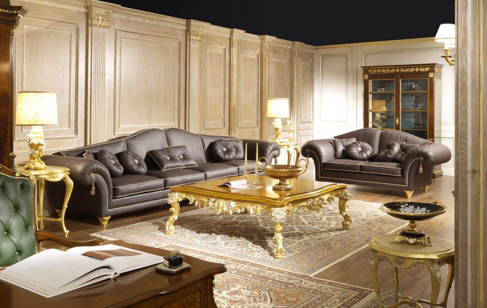 luxury living room in leather